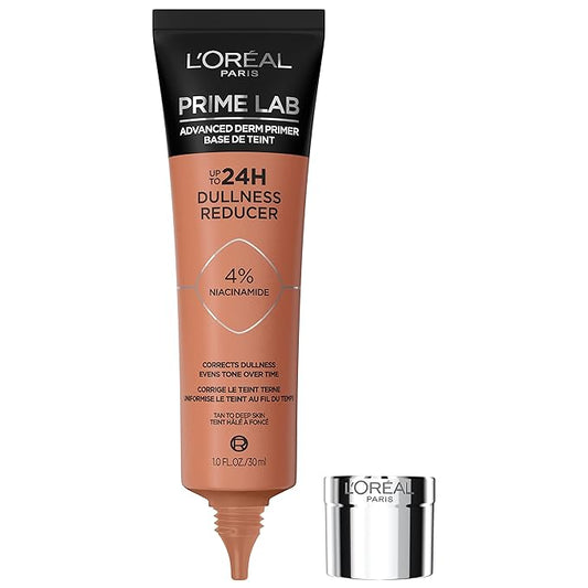 L'Oreal Paris Prime Lab Up to 24H Dullness Reducer, Face Primer Infused with Niacinamide to Reduce Face Dullness and Extend Makeup Wear, 1.01 Fl Oz-Velvo Beauty