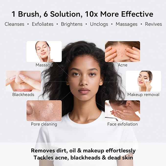 Electric Facial Cleansing Brush - Rechargeable Silicone Face Scrubber exfoliator,Face Pore Cleansing Brush,3 Speeds,Waterproof, Exfoliating & Massage,for Women & Men.for Face Skin Issues,Purple-Velvo Beauty