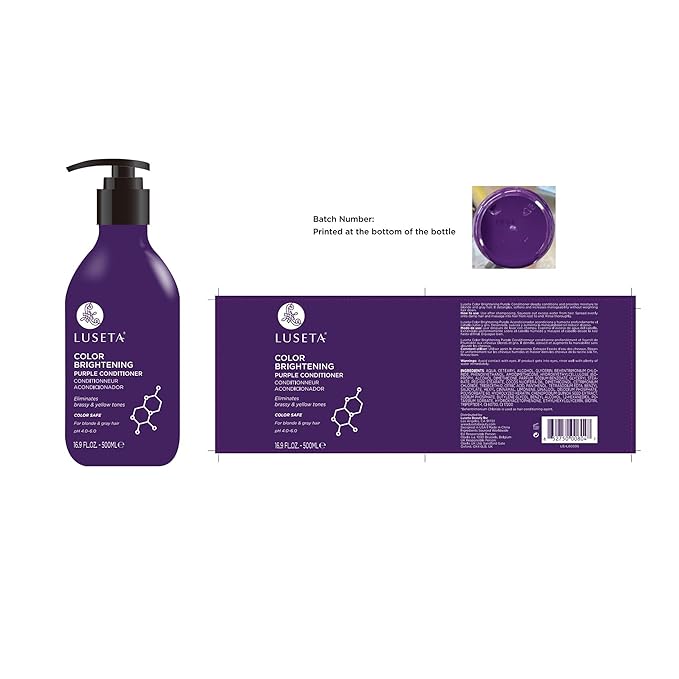 Luseta Purple Shampoo and Conditioner Set for Blonde, Gray - Color Treated Hair - Sulfate Free Paraben Free - Infused with Cocos Nucifera Oil for Curly and Damaged Hair - 2x16.9oz-Velvo Beauty