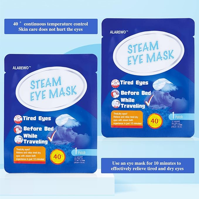 Steam Eye Mask for Dry Eyes 10-Pack SPA Warm Eye Compress Patented Self-Heating Core for Soothing Eye Fatigue, Dark Circle, Puffiness, Stress Relief (Unscented)-Velvo Beauty