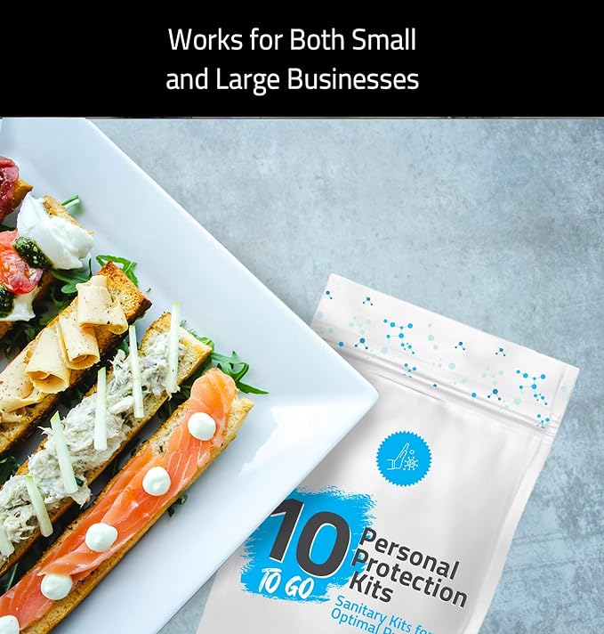 All-in-One Personal Protection Kits to GO - 10 Pack - With Plastic Gloves, Hand Cleansing Wipes, Disposable Face Mask-Velvo Beauty