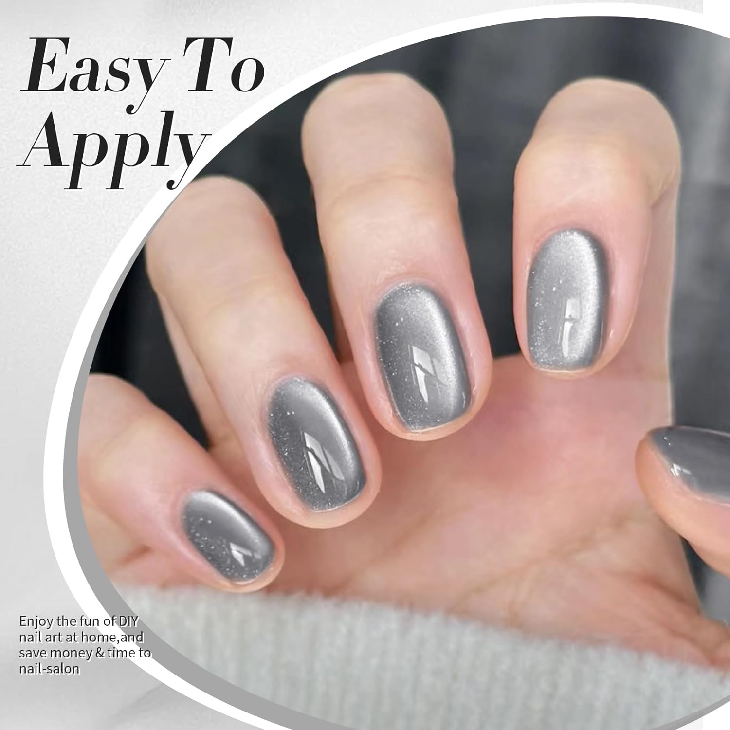 Born Pretty Cat Magnetic Eye Gel Nail Polish, Gray Moonlight Cat Magnetic Gel, Glass Shiny Effect Gray Soak Off Nail Art Salon Manicure Home Gift 15ml-Velvo Beauty