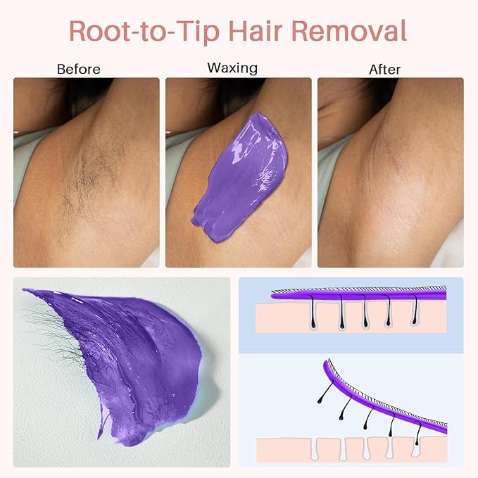 BLITZWAX Brazilian and Bikini Waxing Kit for Women, Hard Wax Warmer for Face, Legs, and Body, At Home Hair Removal Kit, Beginner Friendly, Quick Heating, 6 Packs Wax Beads-Velvo Beauty