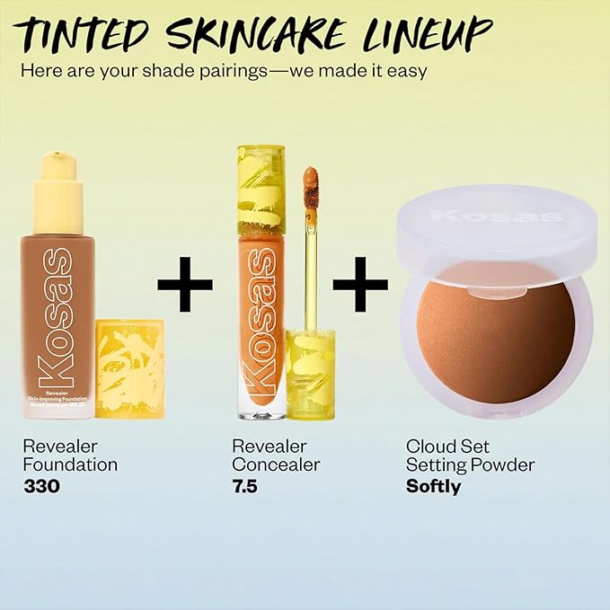 Kosas Revealer Skin-Improving Foundation with SPF 25 Protection - Hydrate, Brighten, Soothe, Plump, Protect Skin - Clean Formula, Natural Finish and Clean Formula - Medium Deep Neutral Warm 330-Velvo Beauty