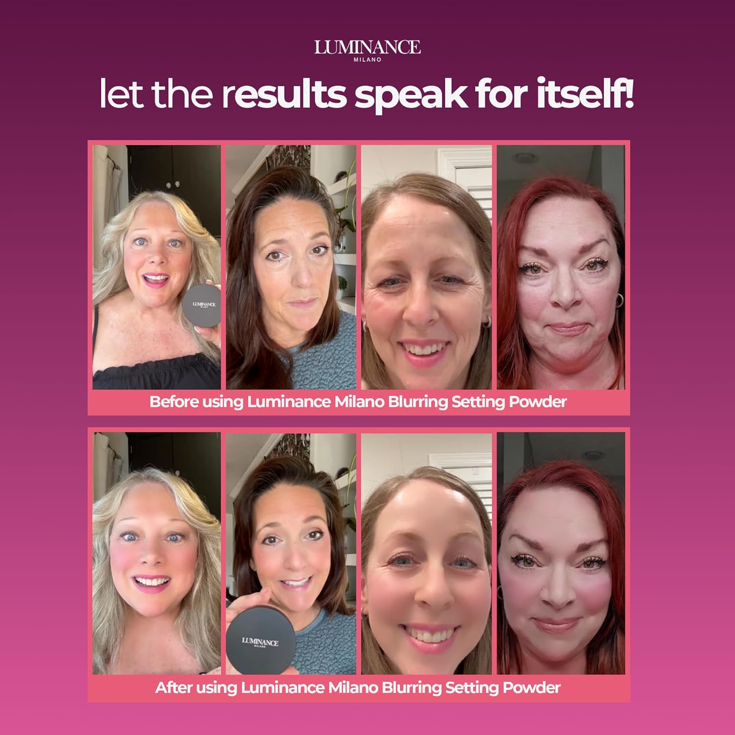 Original Luminance Milano Ultra Pink Powder Setting Powder Makeup – Mineral Loose Face Powder Makeup, Oil Control, Pore-Blurring, Matte Creaseless Baking, Ultra Pink-Velvo Beauty