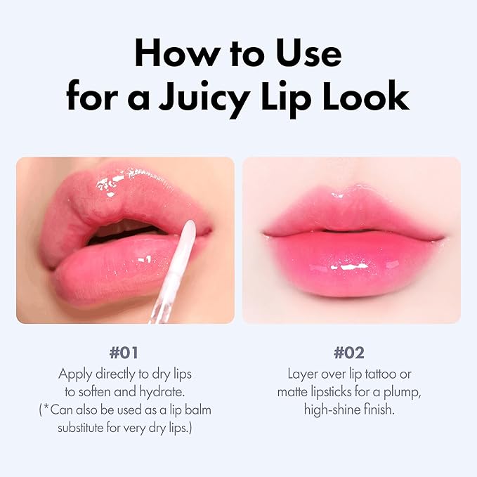 Rouge Star Glossy Lip Oil - Hydrating Lip Gloss - Non-Sticky Shine with Argan Oil & Vitamin - Deep Moisturization & Lip Softening 0.14 oz (Glossy Lip Oil)-Velvo Beauty