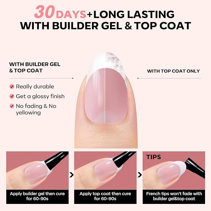 modelones French Tip Press on Nails, 150Pcs Short Almond Fake Nails with Nail Box, Pink Gel Nail Tips for Women, Soft Glue-On Nails for Natural Salon Look, DIY Nail Art Kit (15 Sizes)-Velvo Beauty