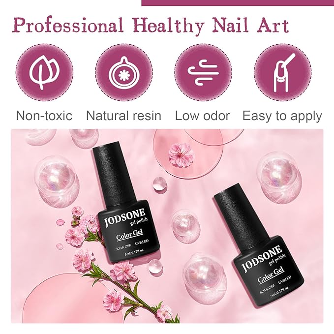 JODSONE Gel Nail Polish Starter Set Ribbon Glitter Summer Light Winter Dark Glossy 36-Piece Multi-color Gel Nail Polish Set-Velvo Beauty