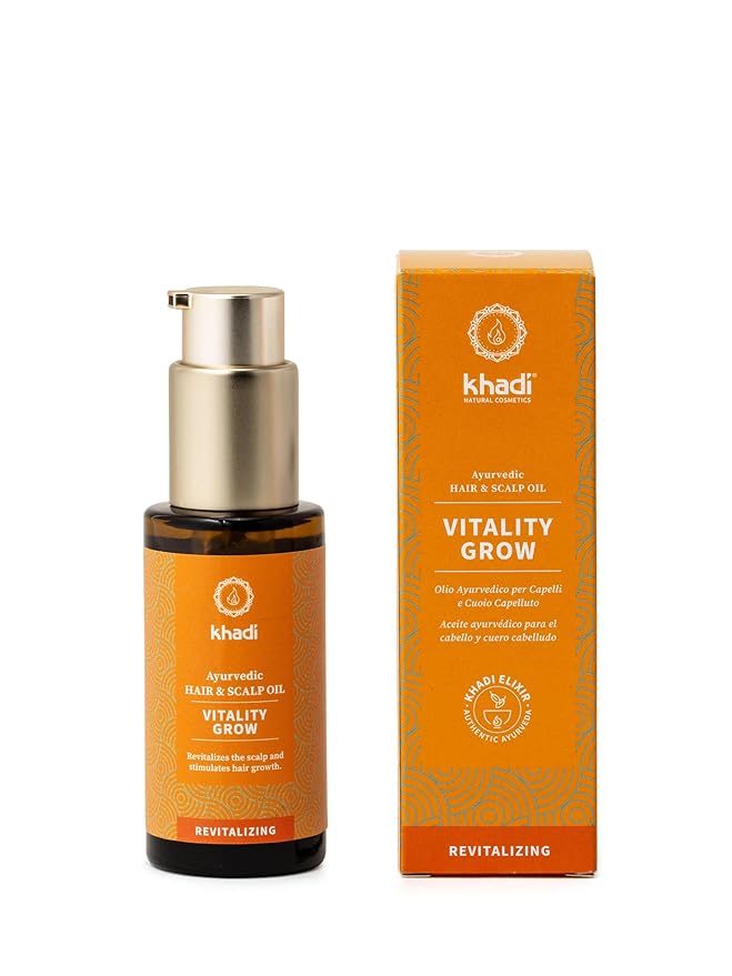 khadi VitalityGrow Hair Oil - Rosemary for more volume & hair growth - against hair loss - 100% natural, herbal, vegan & silicone-free 1.69 fl oz-Velvo Beauty