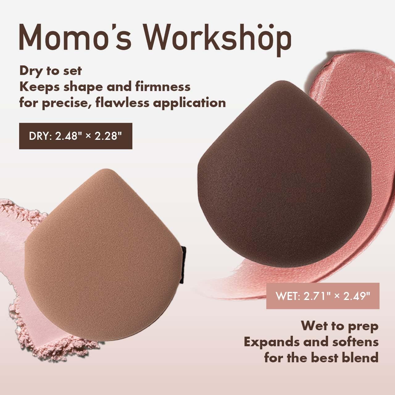 Makeup Sponge Set, Hydropolyurethane Sponges, Dry/Wet Use with Lychee-Pattern PU Leather, Expands 1.3x, for Full/Sheer Coverage Finish,3pcs Beauty Puffs &Storage Case-Velvo Beauty