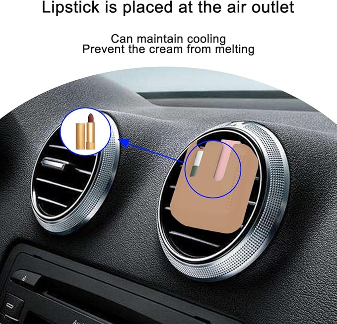 Holder for Car Air Vent, Upright Washable Lip Balm Protector for Women Girls, Auto Interior Space Saving Accessories, Universal for Vehicle, Truck and More（Brown）-Velvo Beauty