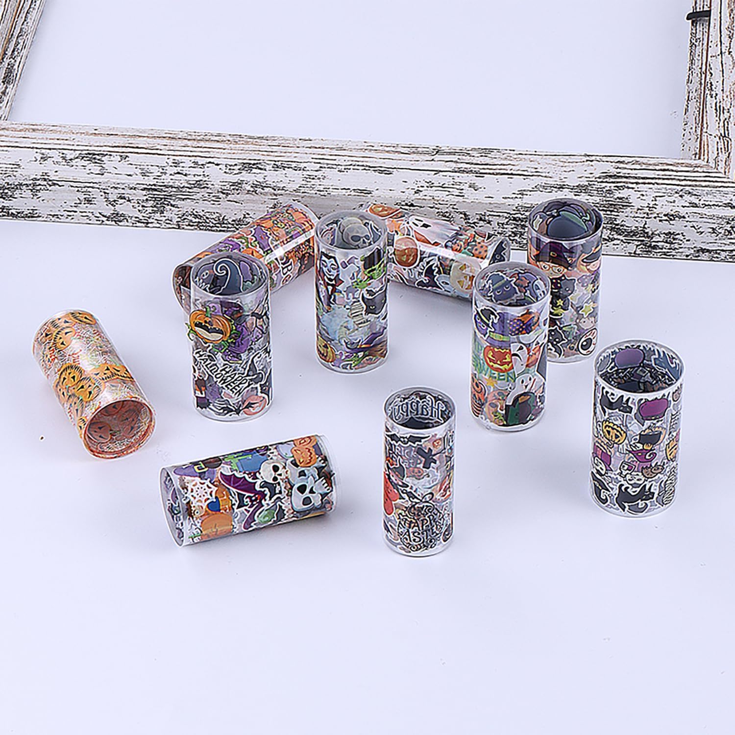 10 Rolls Halloween Nail Transfer Foil Stickers Set Halloween Theme Nail Art Foils Decals Cartoon Design Nail Foil Transfers Pumpkin Bat Ghost Skull Cat Nail Decorations for Women Manicure Supplies-Velvo Beauty