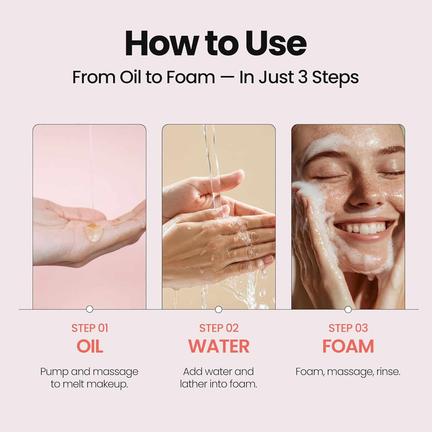 [K-Beauty] Rose Vitamin Oil to Foam - All-in-One Korean Face Wash OilBased Foaming Facial Cleanser - Pore Minimizing & Blackhead Remover - Makeup Deep Cleansing Oil for All Skin Types (3.88 fl oz)-Velvo Beauty