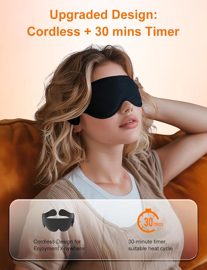 Heated Eye Mask, Cordless Heat Eye Compress for for Dry Eye Stye Relax Eye Strain, Portable Electric Warm Eye Mask for Blepharitis, Chalazion, Eye Fatigue or MGD-Velvo Beauty
