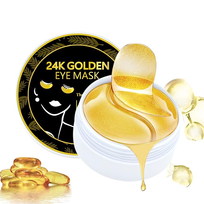 Under Eye Patches, 24K Gold Eye Mask, 60PCS Under Eye Mask, Collagen Gel Pads Patch Treatments for Lighten Wrinkles Puffy Eyes Dark Circles Anti-Aging Moisturizing, Fine Lines Eye Bags Women Men-Velvo Beauty