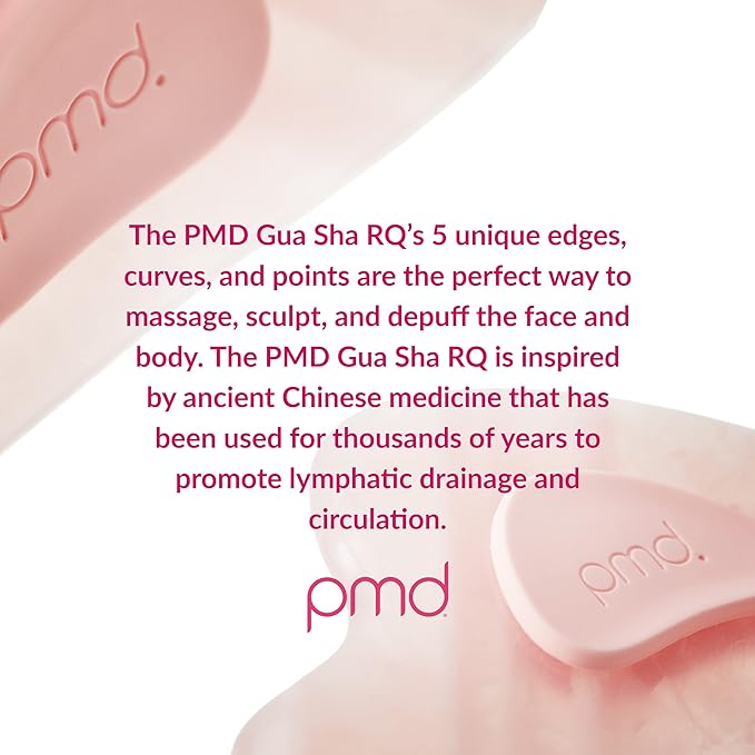 PMD Beauty Gua Sha Facial Tools - Massaging, Sculpting and Depuffing Guasha Tool for Face with Rose Quartz and Silicone Grip - Reduce Tension & Inflammation-Velvo Beauty