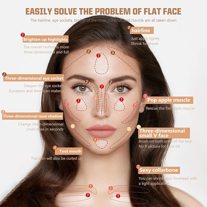 6 colors contour highlighter stick contour stick,face highlighter, contour makeup contouring sticks cream concealer - 3PCS (#1+#2+#3)-Velvo Beauty