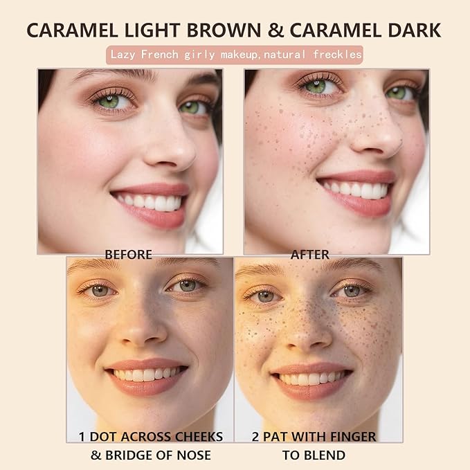 Freckle Stamp - Freckle Pen Waterproof, Long Lasting Fake Freckles, Quick Dry 5-Point Faux Freckles Stamp Cushion Stain Marker in One Press Natural and Lifelike Sunkissed Pencil Tool Makeup (#3-Dark)-Velvo Beauty