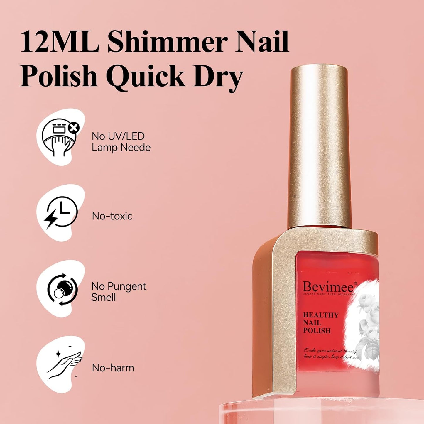 Nail Polish, Air Quick Dry, Bright Red Color Nail Lacquer Non-Gel Fast Drying Nail Art Polish, Nail Pigment Oil-based Jelly Fingernail Concealer Polish, 1PC 12ML Long Last-Velvo Beauty