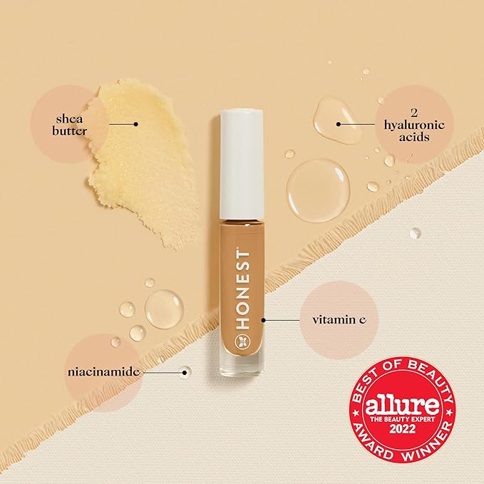 Honest Beauty Fresh Flex Concealer with Niacinamide + Vitamin E + Hyaluronic Acid | Vegan + Cruelty free | Nutmeg, 0.17 fl oz-Velvo Beauty
