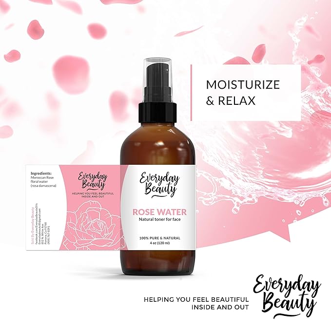 Rose Water Facial Toner - Alcohol-Free Vegan All Natural Refreshing Spray Mist for Face and Hair - Uplifts, Calming & Soothing for All Skin Types 4oz with Fine Mist Cap-Velvo Beauty