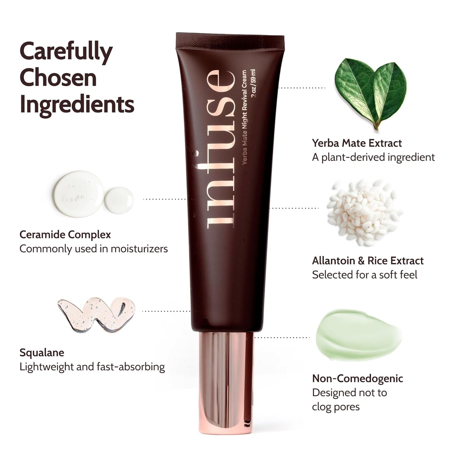 Infuse Night Cream for Women Anti-Aging – Hydrating Antioxidant Revival Cream with Yerba Mate – Anti-Aging Night Moisturizer for Mature Skin, 50ml-Velvo Beauty