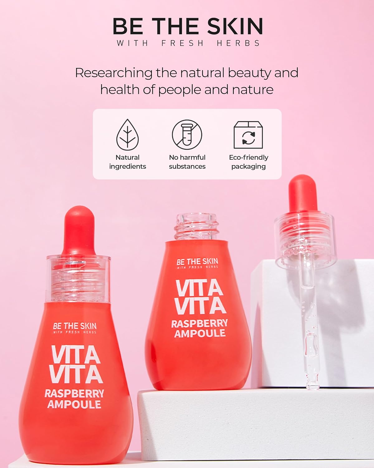 Vitavita Raspberry Ampoule - Radiance Boosting Face Serum for Even Skin Tone and Enhanced Elasticity with Niacinamide, Vitamin C, 11 Peptides, 1.01 fl.oz.-Velvo Beauty