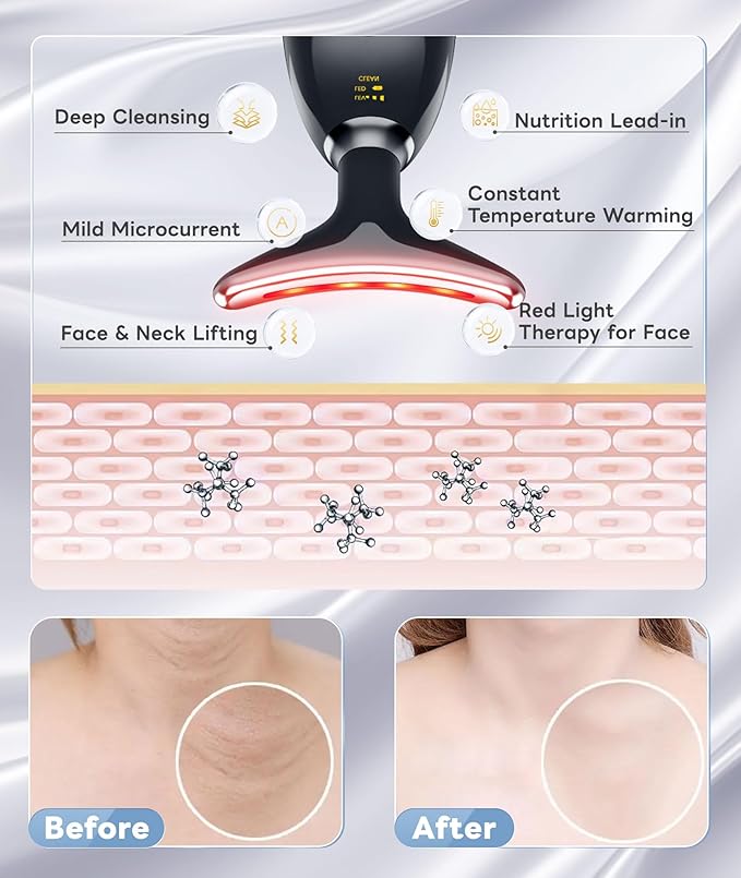 Light Based Multifunctional Facial Massager, 7 Color Portable Face Massager Tool for Skin Care, Glossy Black-Velvo Beauty