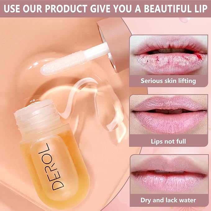 DEROL 2Pcs Natural Lip Plumper, Plant Extracts Plumping Lip Serum, Lip Enhancer Including Day and Night Lip Plumping Balm, Lip Care Serum for Fuller & Hydrated Sexy Lip (5.5MLX2)-Velvo Beauty