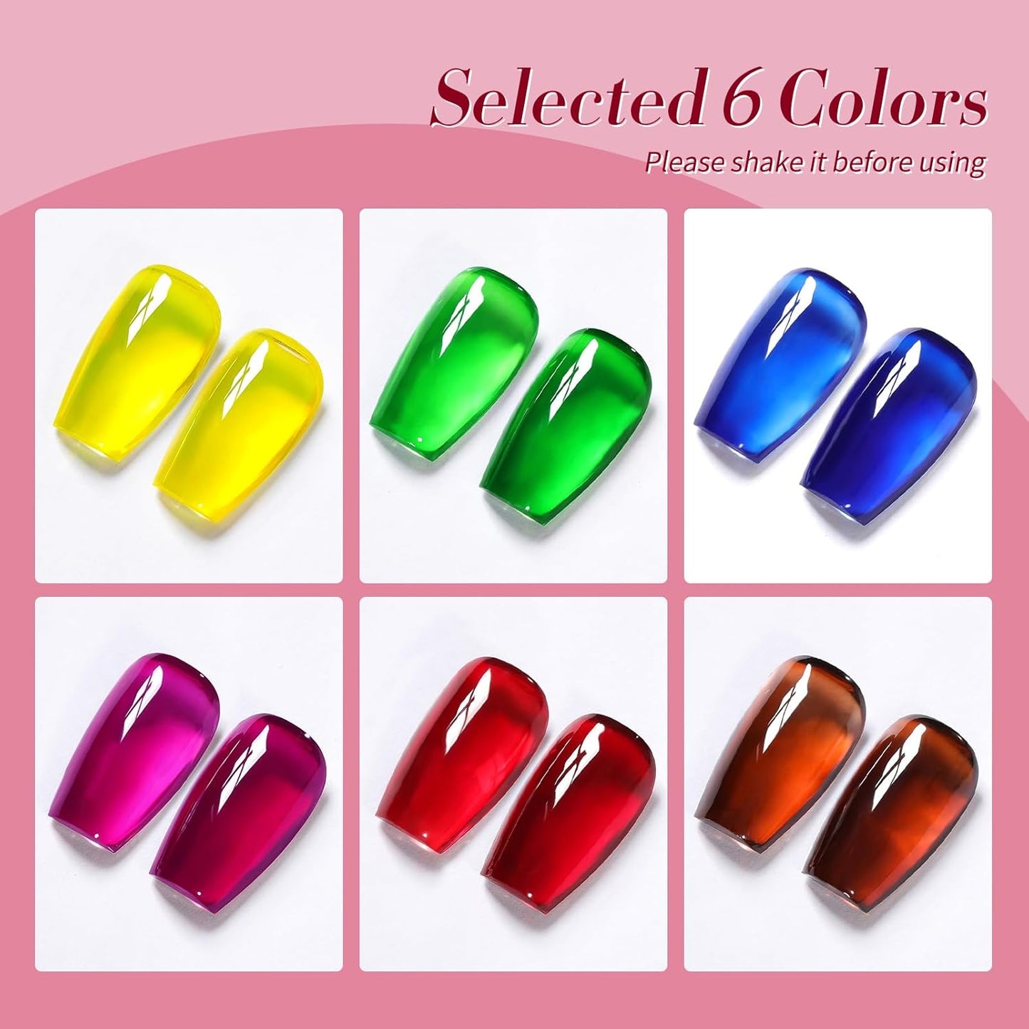 Born Pretty Jelly Gel Nail Polish Halloween Neon Gel Polish,Brown Blood Wine Red Blue Purple Green Translucent Effect,Soak Off U v LED Light Cure Nail Art Kit for Salon Manicure and DIY at Home-Velvo Beauty