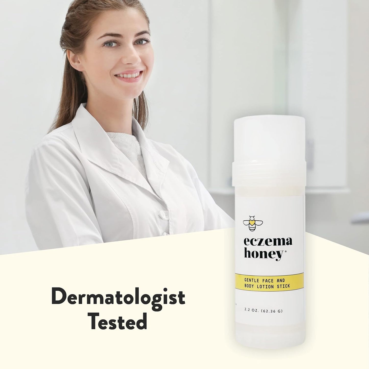 ECZEMA HONEY Gentle Face & Body Lotion Stick - Moisturizing Colloidal Oatmeal Hand Cream for Extremely Dry Skin - Eczema Lotion Helps Psoriasis, Dermatitis & More (2.2 Oz)-Velvo Beauty