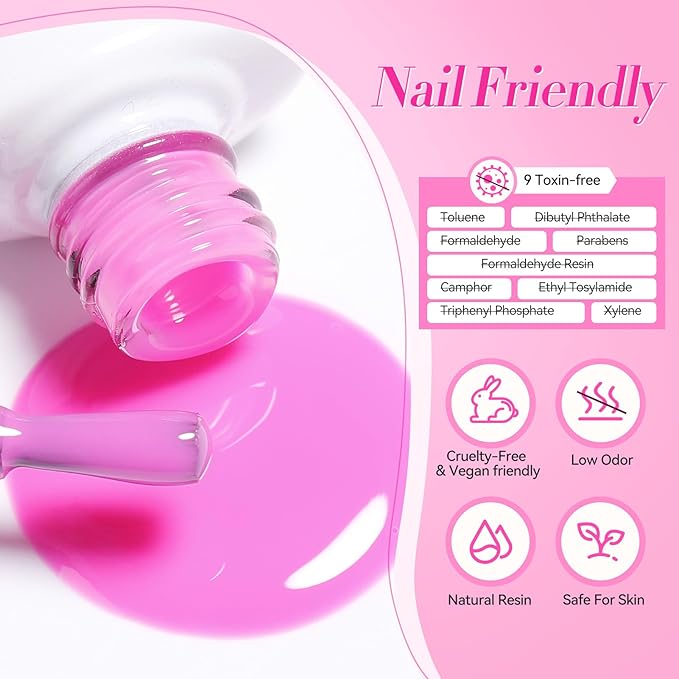 Born Pretty Jelly Gel Nail Polish Set - Milky Jelly Hot Pink Translucent Gel Polish - Spring Summer Neon Pink Valentine's Day Gift 6PCS-Velvo Beauty