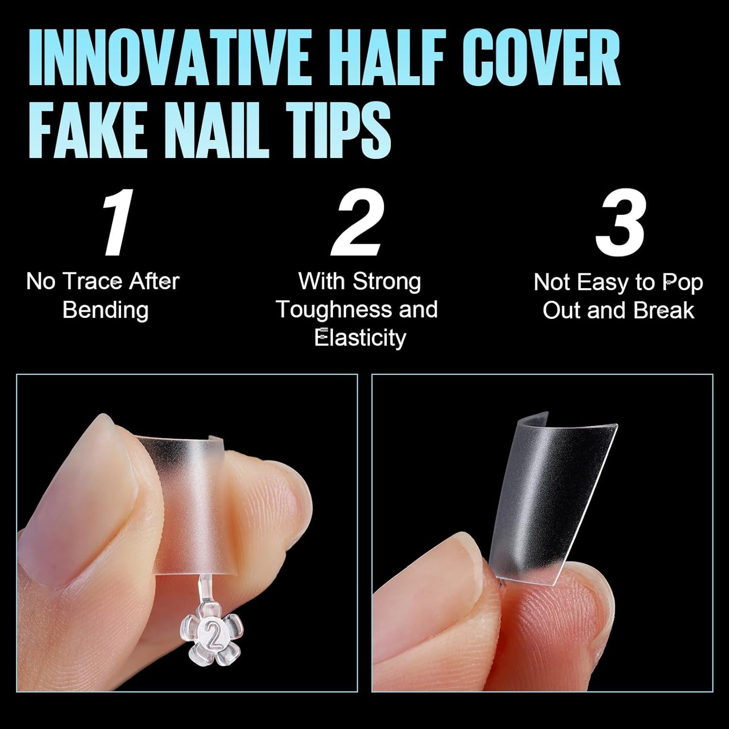 TOMICCA Short Coffin Nail Tips, Acrylic Half Cover Nail Tips Coffin 240Pcs, No C Curve Full Matte Gel Nail Short, Nail Extension Tips for Beginner and Professional 12 Sizes-Velvo Beauty