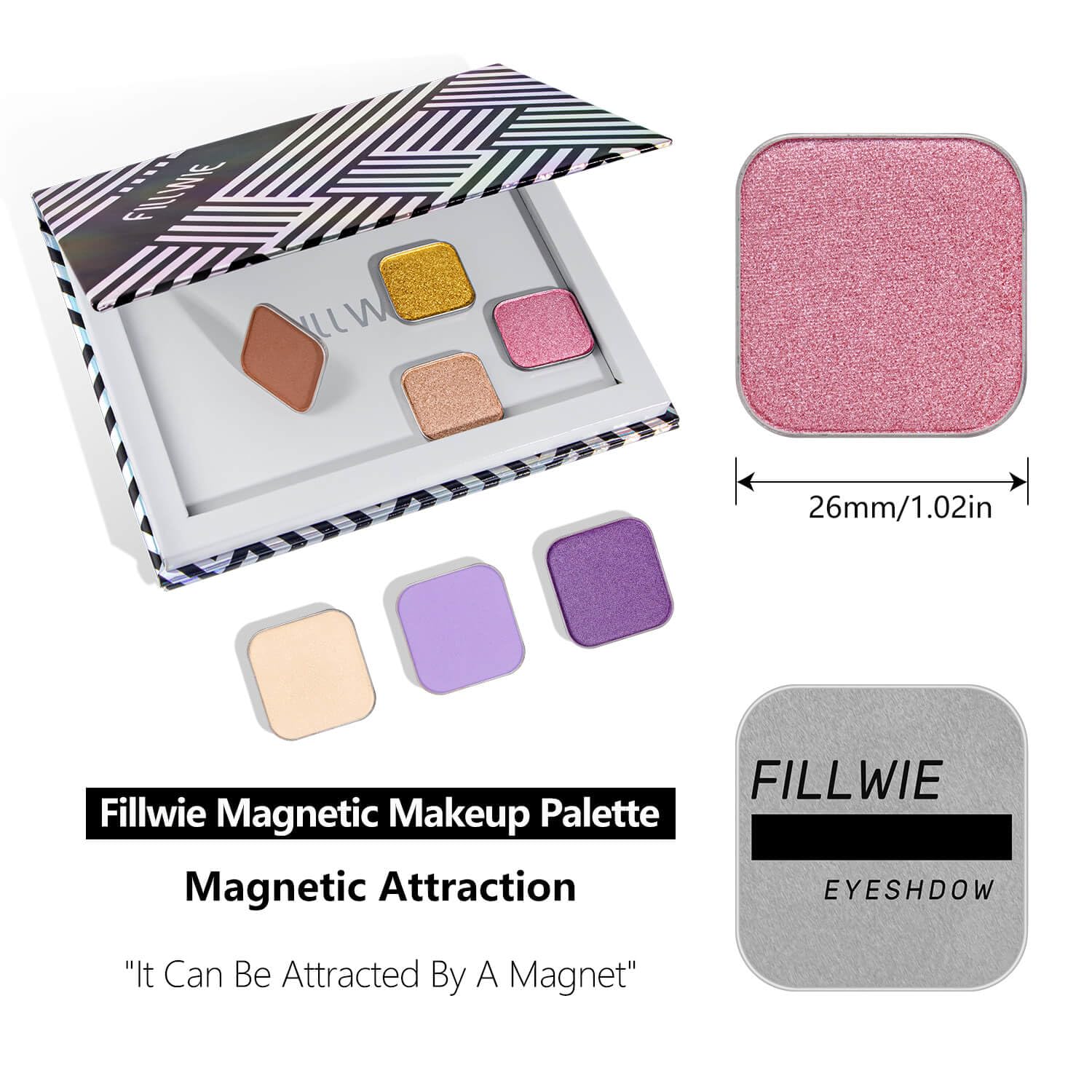 Single Pink Eyeshadow Matte Shimmer Highly Pigmented Blendable Longwear Powder in Magnetic Refill Pan for Custom Palette Easy to Apply and Remove (Pop Candy)-Velvo Beauty