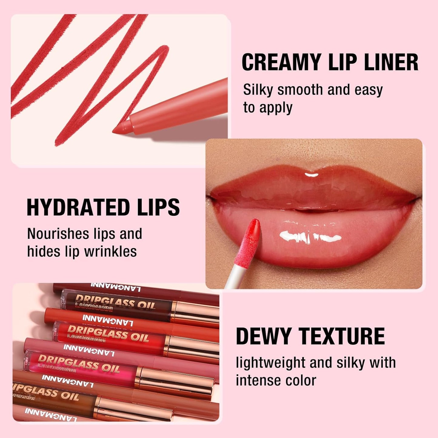 BestLand 12pcs Hydrating Lip Oils + Lip Liner Pencil Lip Combo Sets, 24H Long-Lasting Lip Kit with Lip Liner and Gloss, Nourishing, Non-Sticky Tinted Stain Lip Gloss Plumping Lip Oil Set for Women-Velvo Beauty