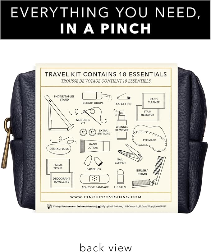 Pinch Provisions Travel Kit, includes 18 Must-Have Emergency Essential Items for Travelling, Ideal Road Trip or Airport Gift for Friends, Family & Peers, Portable Pouch-Velvo Beauty