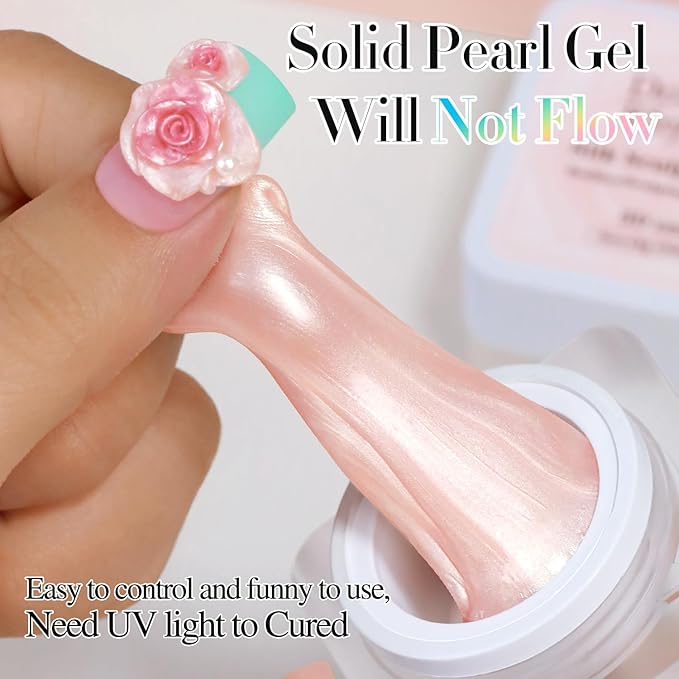 Double Rhythm 3D Nail Gel Pearl Solid Sculpting Gel for Nail Art Non-Sticky Hard for Building Carving Molding Extension Soak Off UV/LED Nail Art Salon Home DIY 0.5 Oz (Nude-Silk 02)-Velvo Beauty