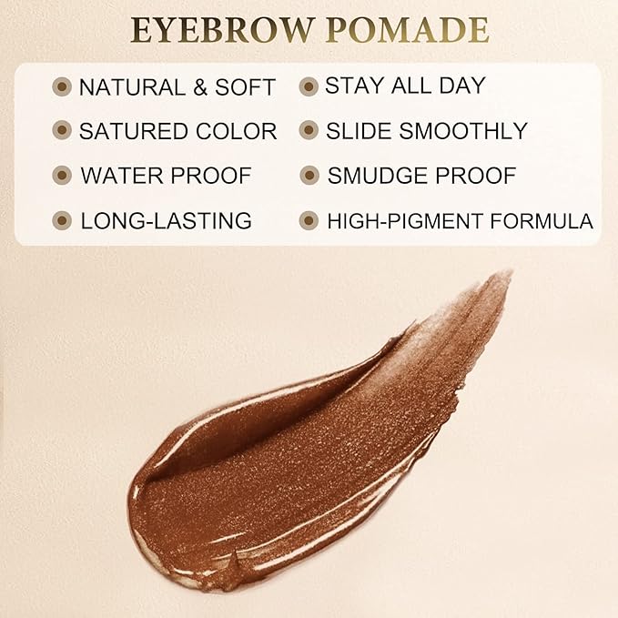 Eyebrow Pomade - Waterproof Brow Pomade for Long-lasting Results,Smudge Proof and Sweat Resistant Formula,Natural Eyebrow Makeup for All Skin Types and Tones - Caramel-Velvo Beauty