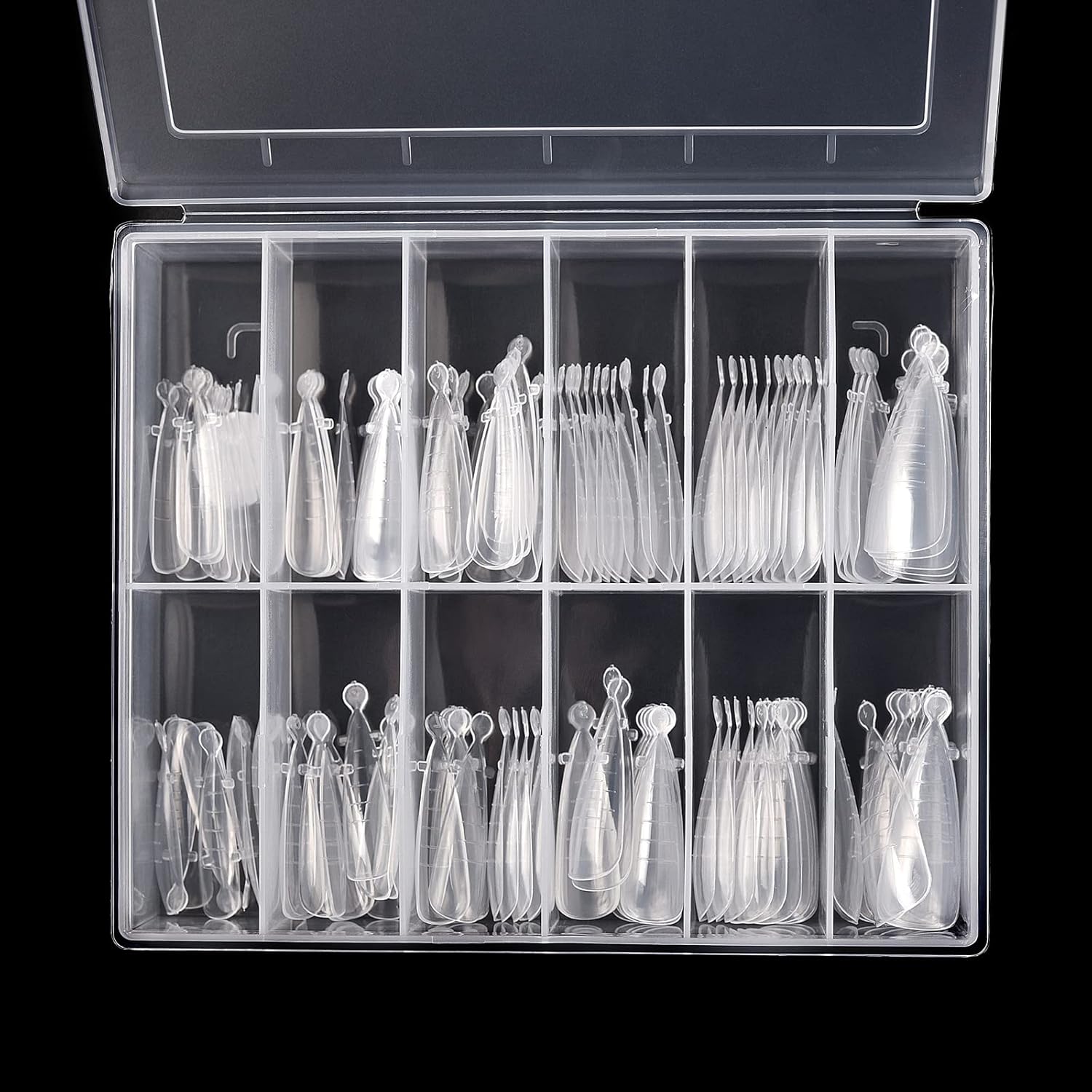 KADS 120PCS Clear Full Cover Dual Nail System Form UV Gel Acrylic Nail Art Mold Artificial Nail Tips with Scale for Extension (MODEL 6)-Velvo Beauty