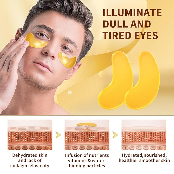 10Pairs 20Pcs 24K Gold Under Eye Patches, Collagen Eye Masks for Dark Circles and Puffiness, Reduce Wrinkles and Puffy Eyes, Refresh Your Skin, Women Skincare Eye Treatment Products-Velvo Beauty