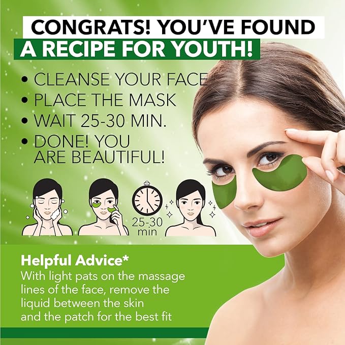 SWISSÖKOLAB Under Eye Patches For Puffy Eyes 24k Gold Eye Mask Dark Circles And Puffiness Collagen Eye Gel Pads Moisturizing & Reducing Wrinkles Anti-Aging Hyaluronic Acid (Green Tea)-Velvo Beauty