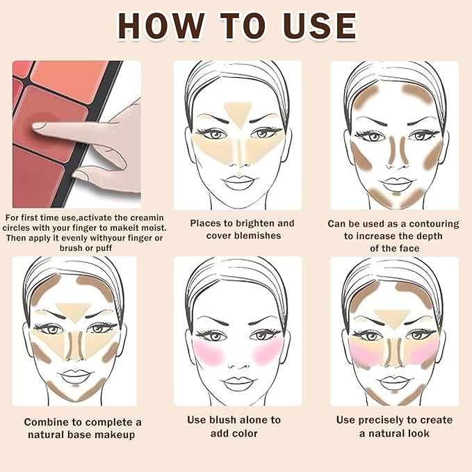 12 Colors Cream Blush Palette Cream Concealer Foundation Palette,Natural Matte Face Makeup Palette with Brush-Velvo Beauty