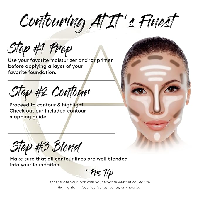 Aesthetica Cosmetics Contour and Highlighting Powder Foundation Palette/Contouring Makeup Kit; Easy-to-Follow, Step-by-Step Instructions Included-Velvo Beauty