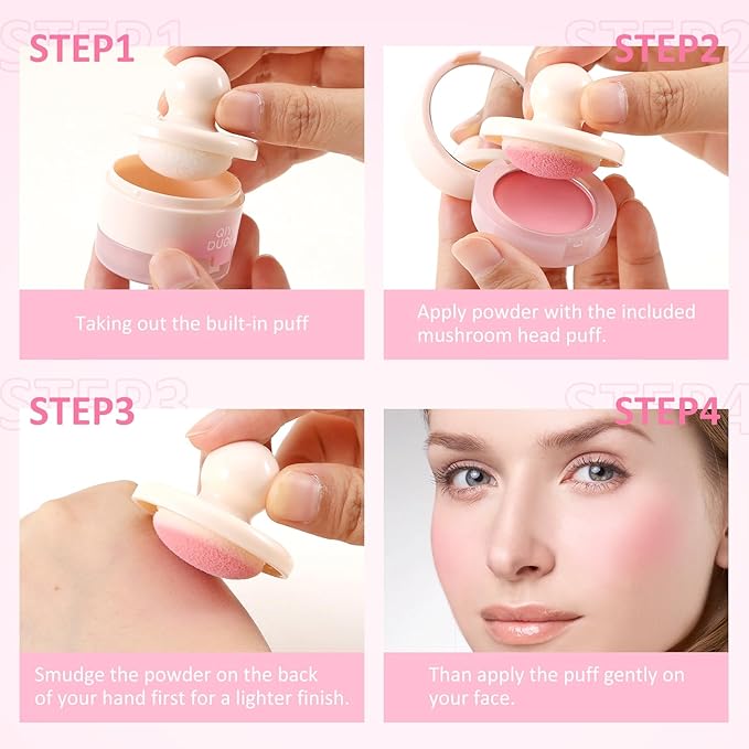 Boobeen Blush Compact for Face, Matte Powder Blush for Cheeks Powder Palette, Nude Light Blush with Puff, Blusher Makeup for a Radiant, Natural Glowing-Velvo Beauty