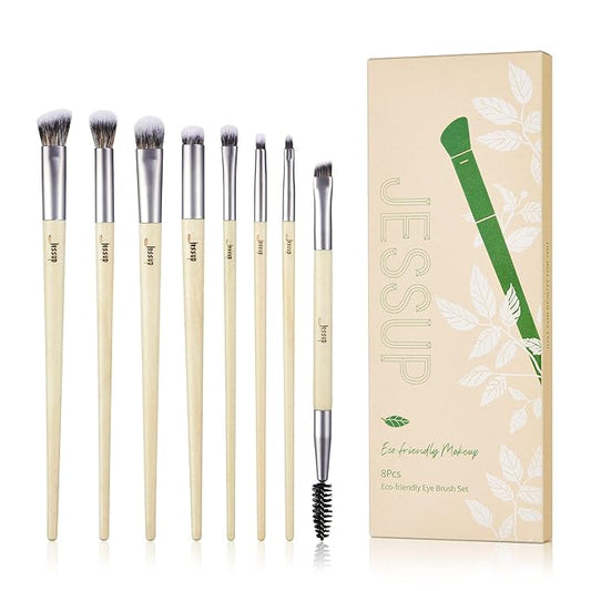 Jessup Eyeshadow Brush Set 8pcs Eye Makeup Brushes Premium Cruelty-Free Eyeshadow Blending Concealer Eyebrow Eyeliner Spoolie Brush Kit T328-Velvo Beauty