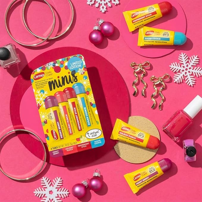 Carmex 4 Mini Tubes Daily Care Moisturizing SPF 15 Soft Lip Balm Limited Edition-Velvo Beauty