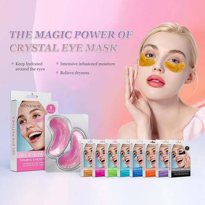 MOND'SUB Premium Under Eye Patches, Gel Eye Patches Hydrating & Refresh for Puffy Eyes, Under Eye Bags & Dark Circles, Natural Collagen Eye Gels Pads, Crystal Anti-Aging Eye Mask (45)-Velvo Beauty