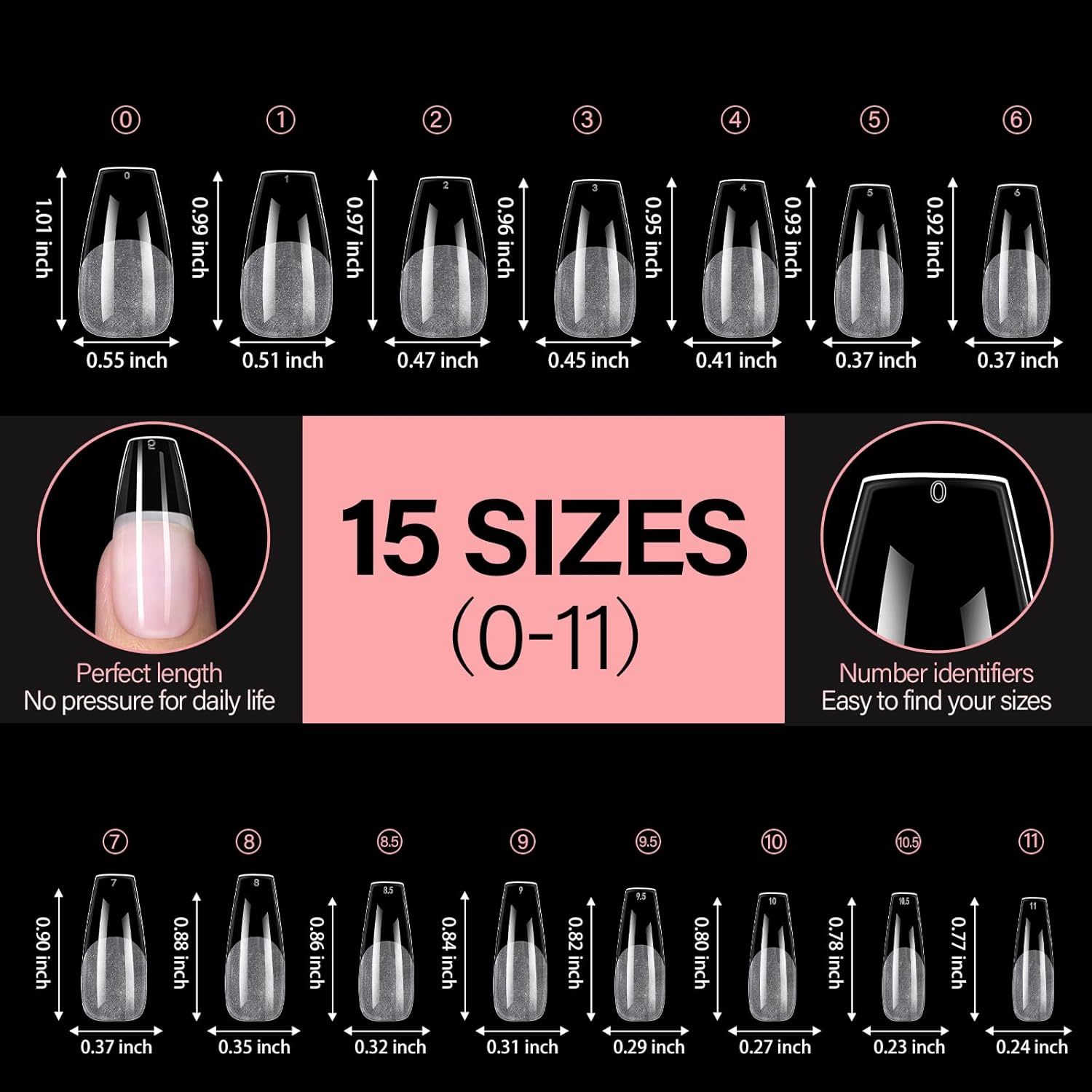 AILLSA Long Coffin Nail Tips - 450pcs Thickened Pre-shaped False Nail Tips Half Matte Nails Tips, Acrylic Fake Nails Extension for Home Salon DIY-Velvo Beauty