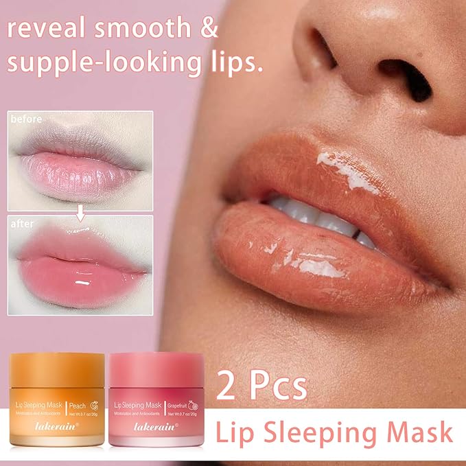 Lip Mask Overnight, Lip Sleeping Mask, lip Mask With Vitamin C, Antioxidants, Improves Dryness, Hydrating &Prevention Dry and Crack Lip Scrubs Exfoliator (peach&grapefruit)-Velvo Beauty