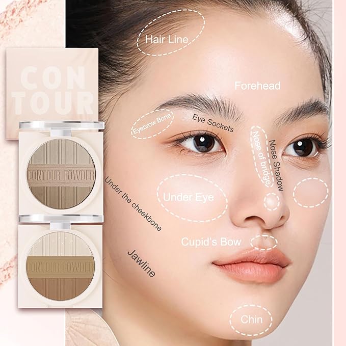 Contour Powder Makeup Palette Matte Shimmer Face Sculpting Shading Silky Smooth Tone Tuning Flawless Pressed Powder Bronzer for Warm Skin Tone, 01 Warm Brown-Velvo Beauty
